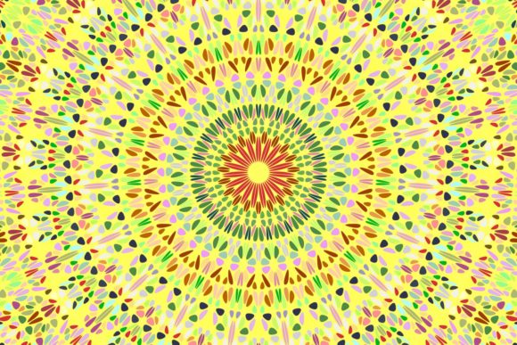 Dynamic Colorful Round Floral Pattern: Elevating Visual Design with Psychedelic Geometry