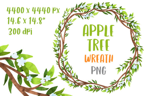 Elevating Design Projects with Apple Tree Wreath Floral Clipart