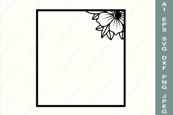 Elevating Digital Design with a Black Square Floral Frame and Flower Border