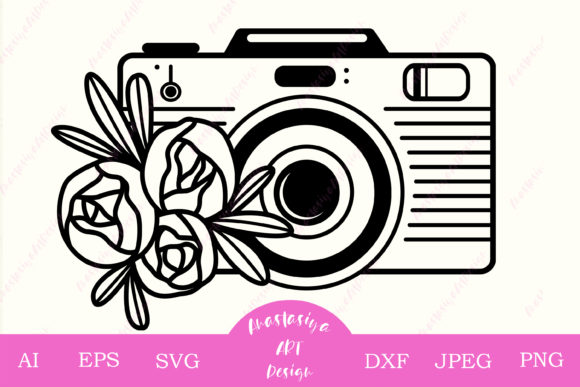 Floral Camera Monogram: Digital Design for Creators