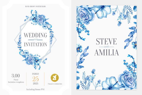 Floral Indigo Wedding Invitation Graphic Design Guide