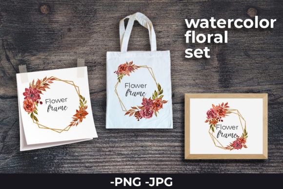 Frame Watercolor Floral Autumn Set
