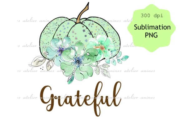 Green Floral Pumpkin Grateful PNG Design Guide
