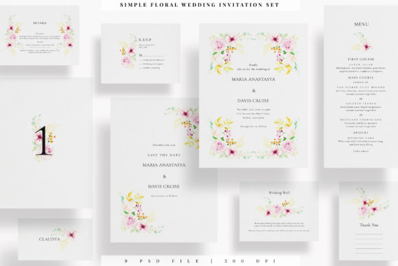 Simple Floral Wedding Invitation Set: Complete PSD Guide