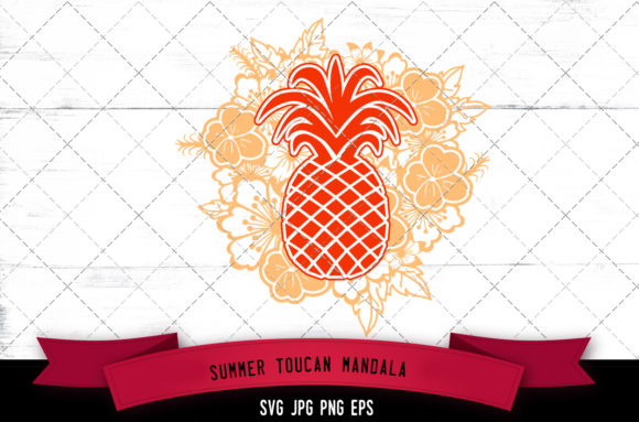 Tropical Floral Pineapple Mandala: Versatile Silhouette Assets for Modern Design