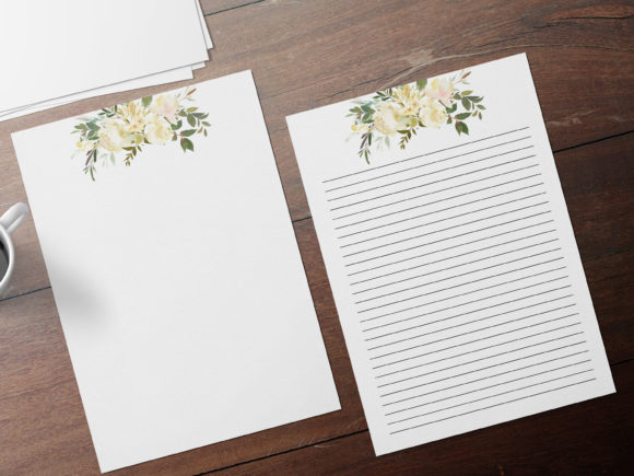 White Wedding Roses Floral Stationary Guide